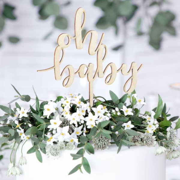 Cake Topper - oh baby - Holz
